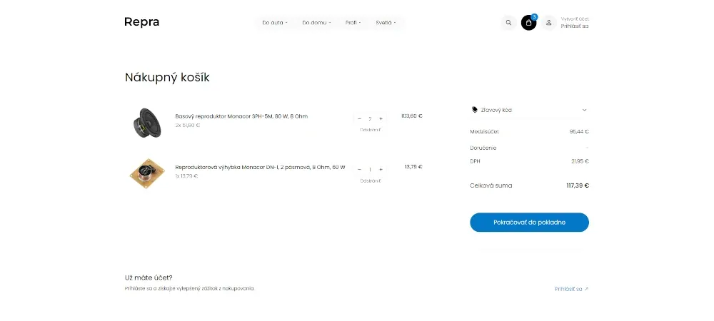 Cart page